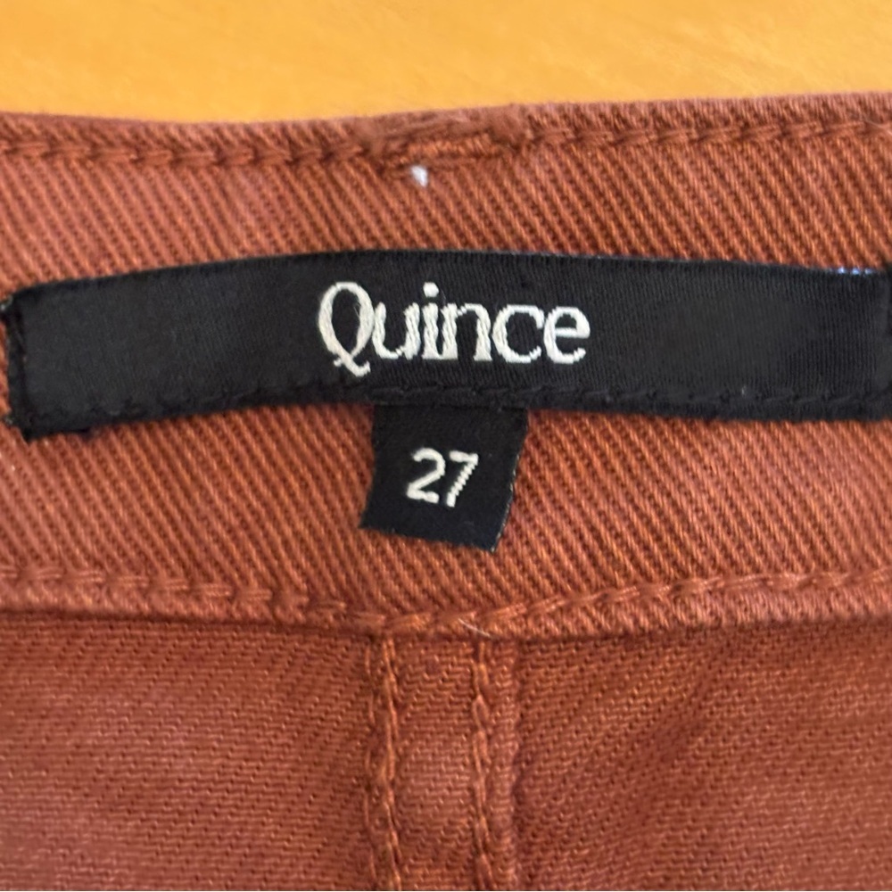 Organic Stretch Cotton Twill Straight Leg Cropped Pants, Rust Color, Size 27 - Picture 11 of 15